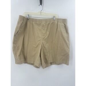 Lands End Size 22W 2X Mid Rise Stretch Chino Shorts Womens Tan Pockets 7" Inseam